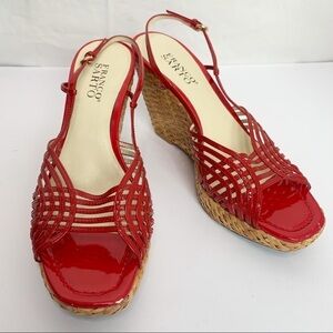 Franco Sarto “L-Ghita” Red Woven Leather Wedges